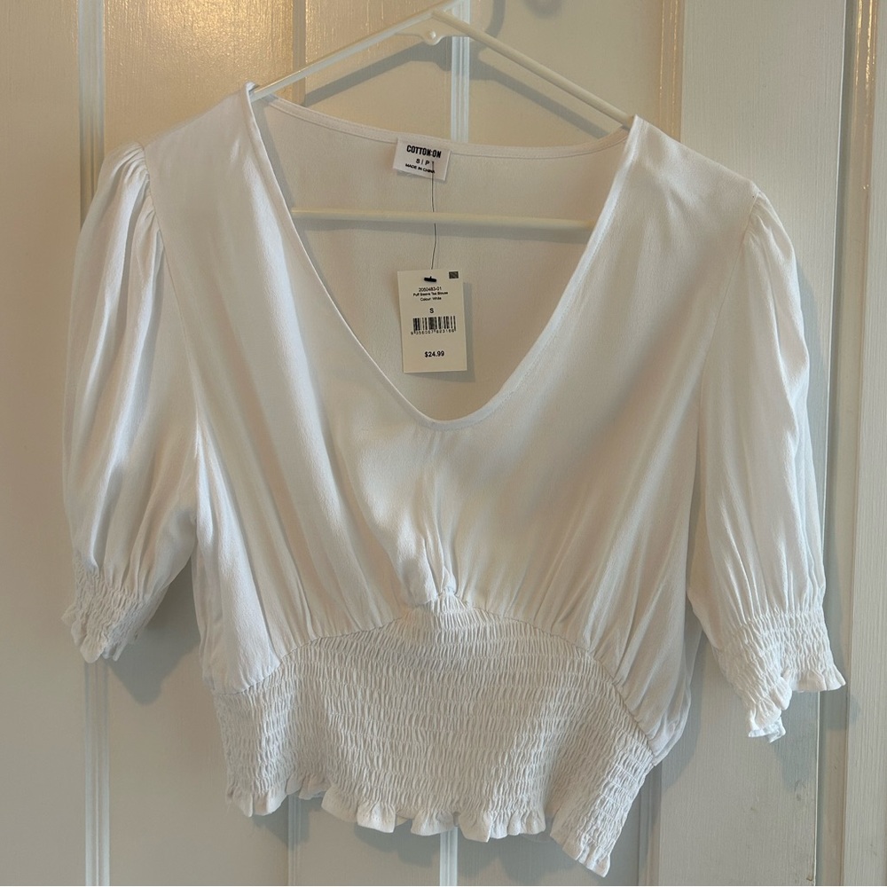 NWT crop short sleeve blouse